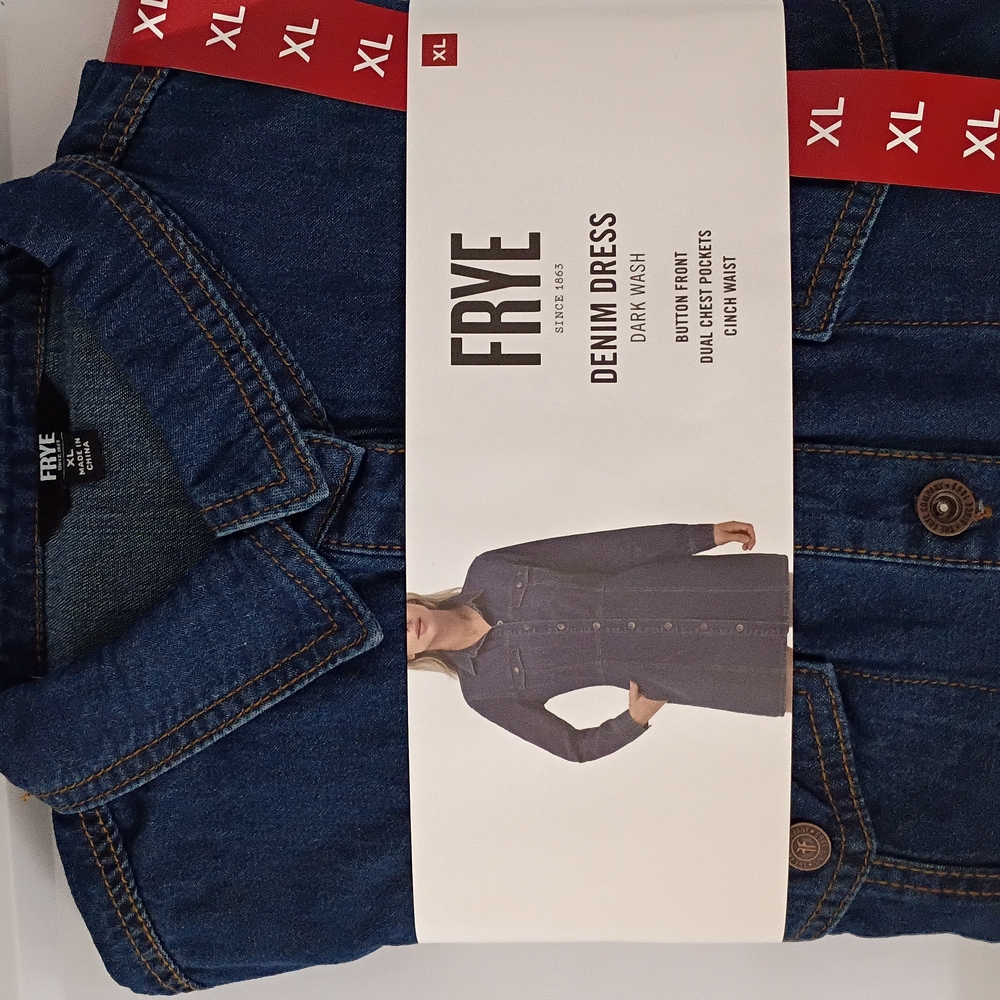 Frye Dark Denim Button-Front Women's Dress - Picture 2 of 2